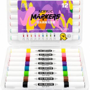 12 Acrylic dual-tip markers set