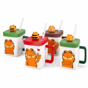 Garfield Square Lid & Straw Mug Set